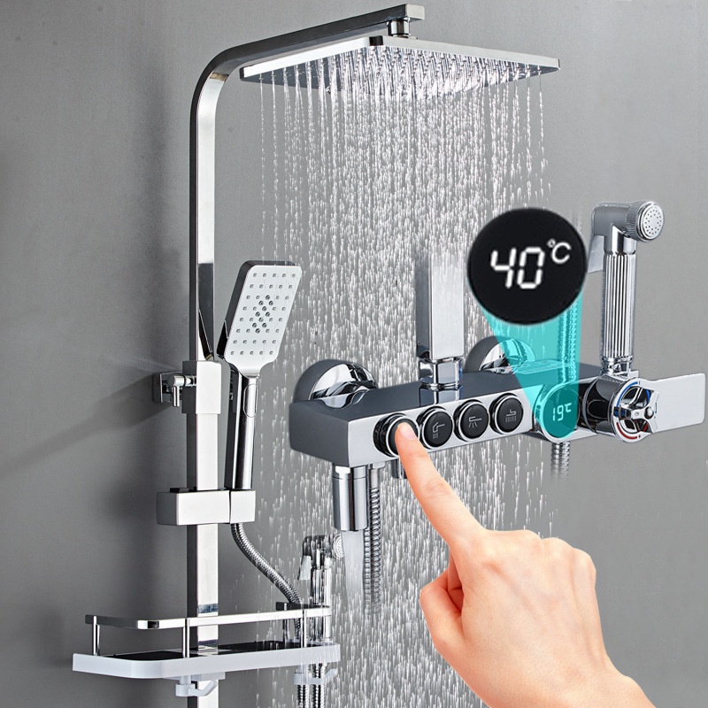 Faucet - Роскошный серебряный светодиодный цифровой дисплей, латунный
